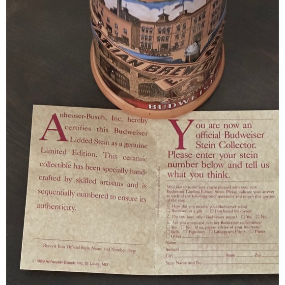 Anheuser-Busch Budweiser Classic Lidded Beer Stein 1990 Made in West Germany - Picture 11 of 13